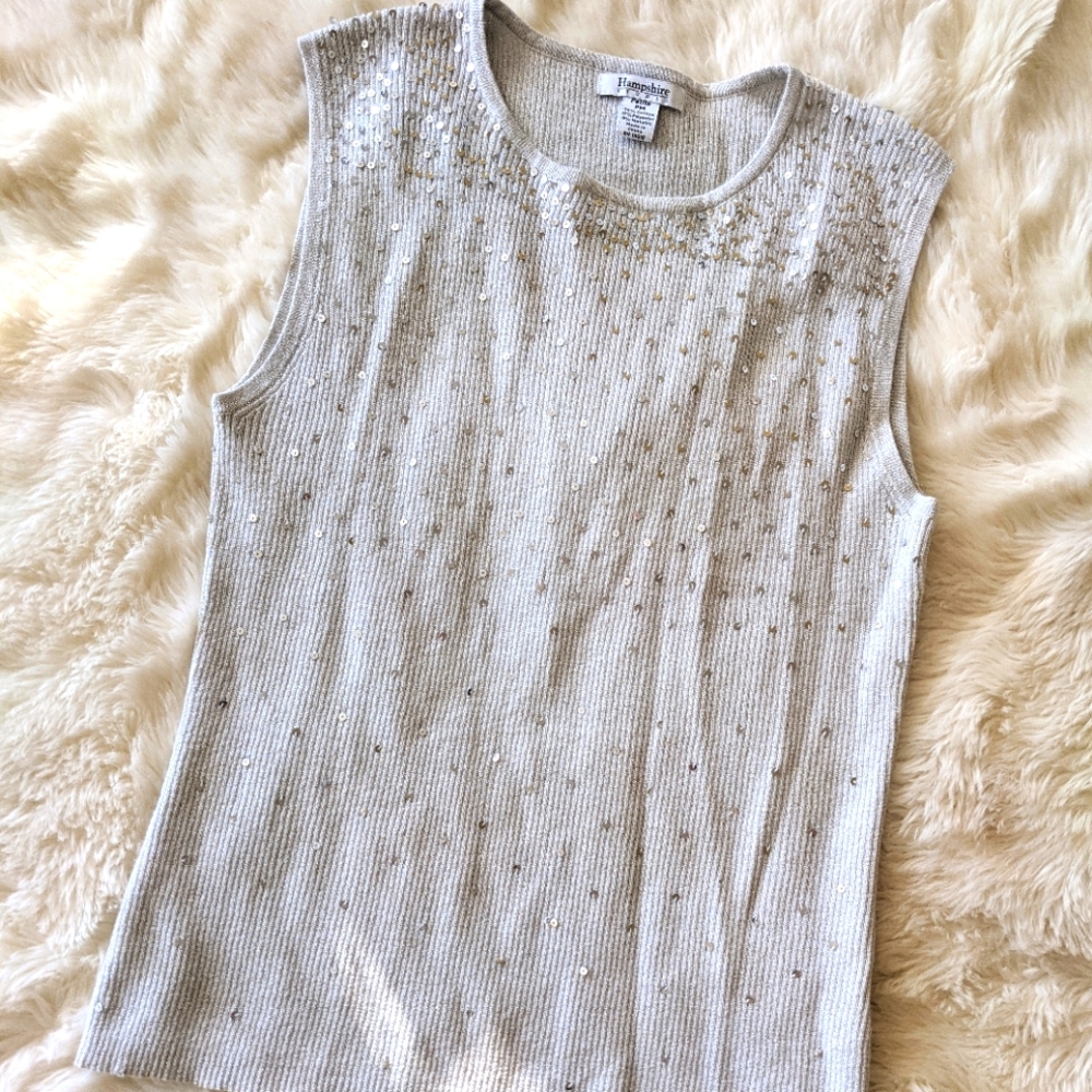 Silver & Sequin Ribbed Top
